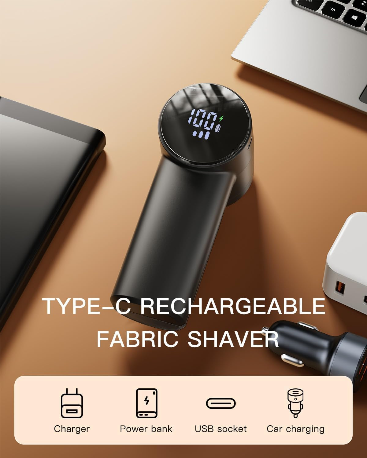 Electric Lint Remover and Fabric Shaver, Rechargeable Clothes Shaver for Sweater Furniture Couch, 3-Speed Pill Remover Defuzzer to Remove Fuzz Pilling from Blanket Jacket